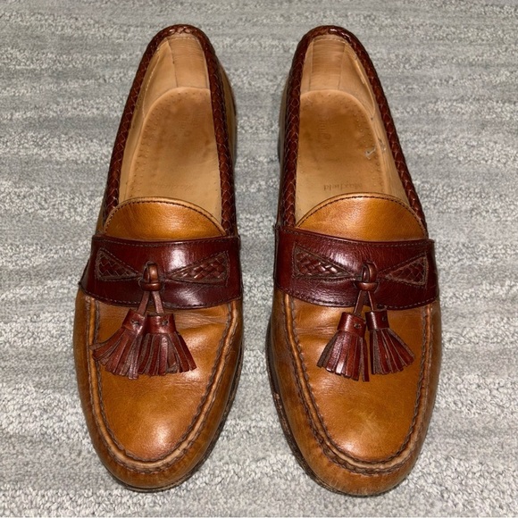 Allen Edmonds Maxfield Two Tone Leather Braided Tassel Loafers Men’s Sz 10.5 D - Picture 1 of 7